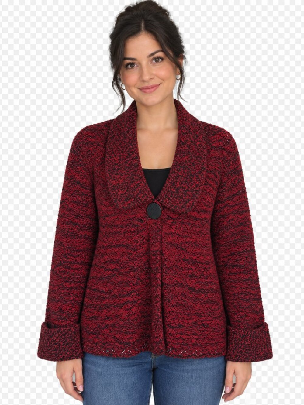 Willow Artsy Chunky Cardigan Size M One Button Open Cotton Faire Fairycore Boho